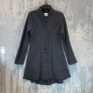 Luii Women's Cardigan Sweater Jacket M 100% Wool Button Up Gray Fit & Flare